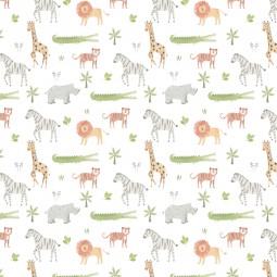 Tissu coton - Jungle écru