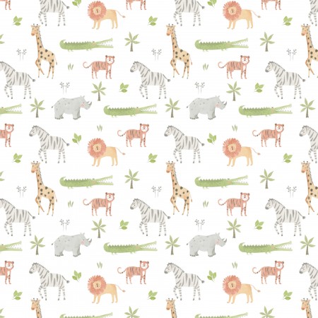 Tissu coton - Jungle écru