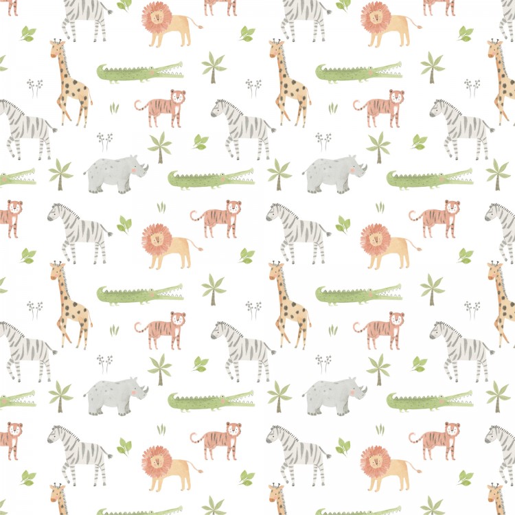 Tissu coton - Jungle écru