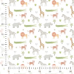 Tissu coton - Jungle écru