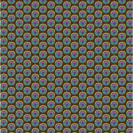 Tissu coton - Flower dark brown