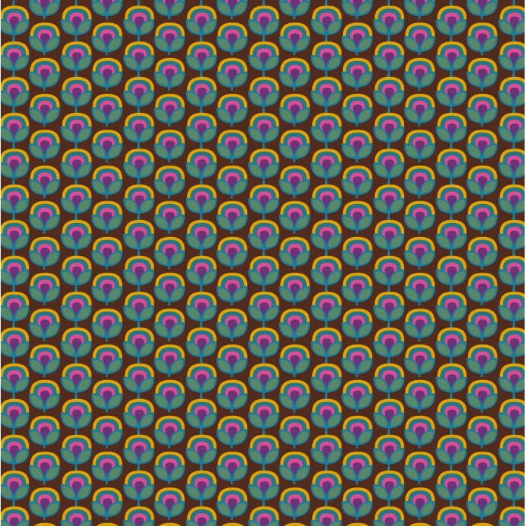 Tissu coton - Flower dark brown