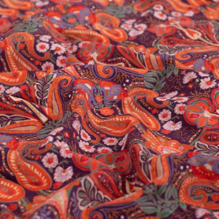 Tissu velours milleraie - Paisley wine