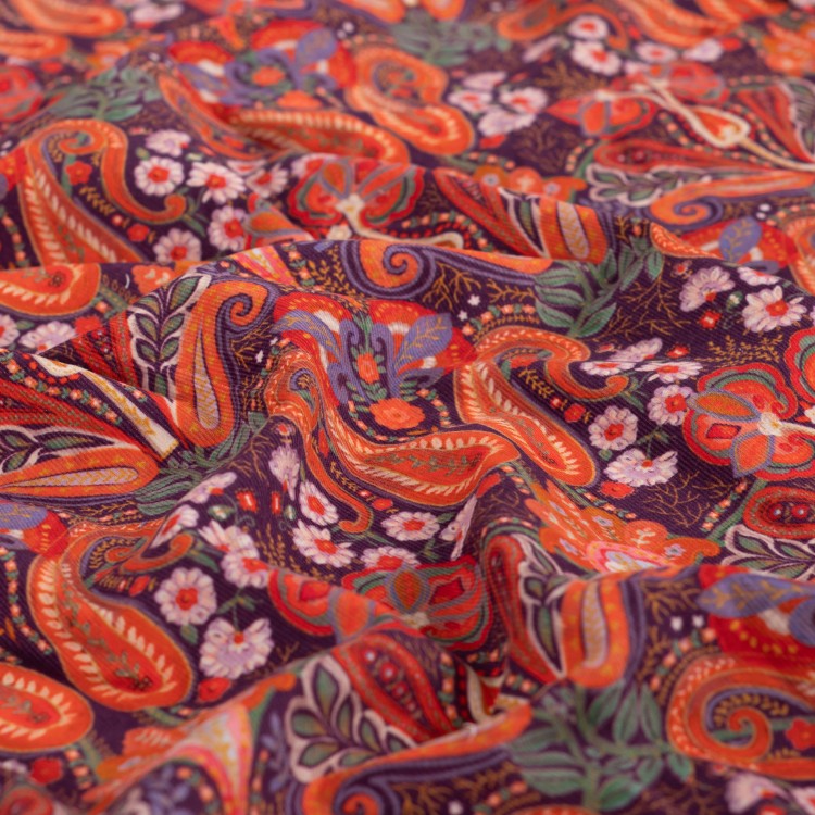 Tissu velours milleraie - Paisley wine