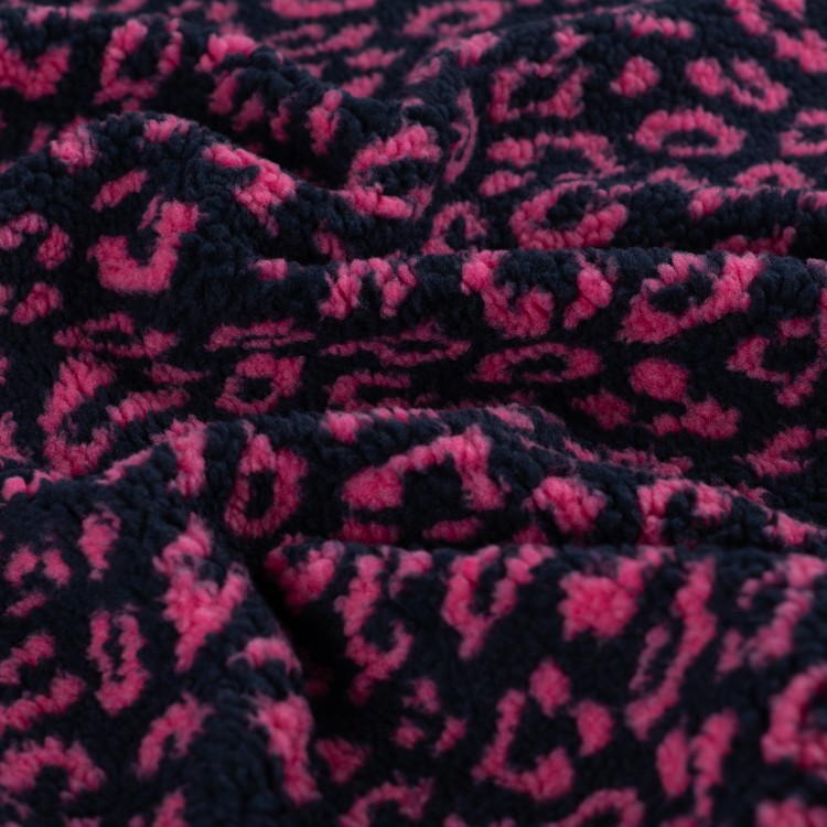 Tissu sherpa - Léopard rose