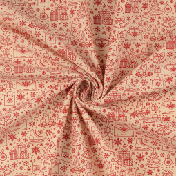 Tissu cotonnade - Lettres de Noël