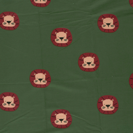 Tissu french terry - Lion vert