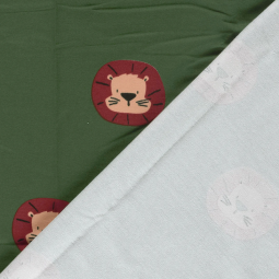 Tissu french terry - Lion vert