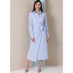 Patron Butterick 7075 - Robe chemise portefeuille à nouer