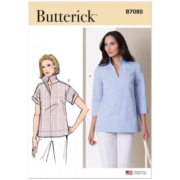 Patron Butterick 7080 - Chemisier à col montant