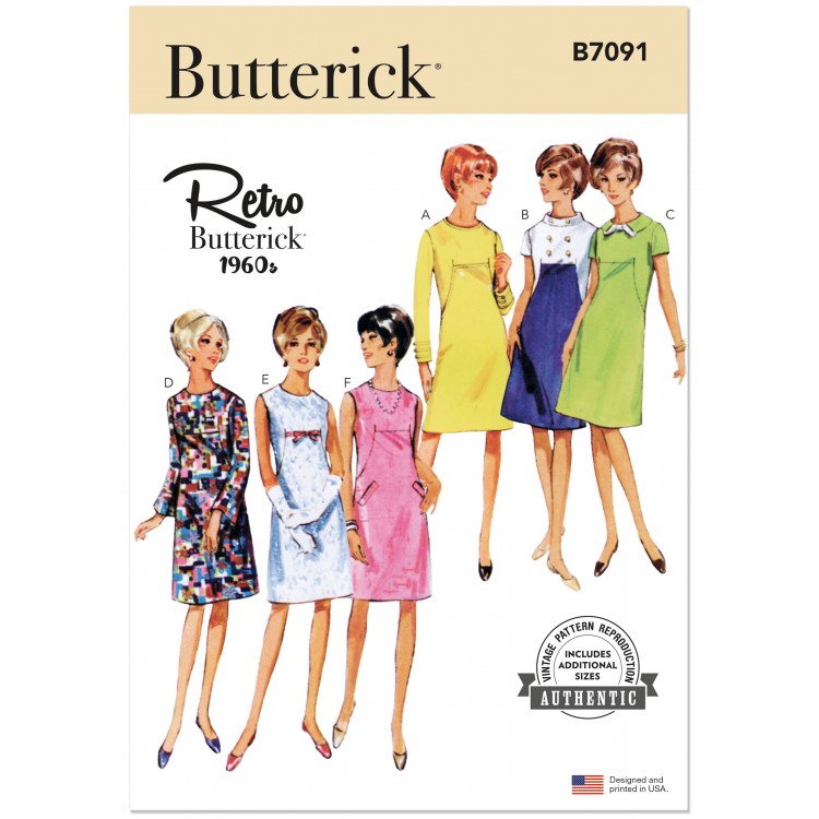 Patron Butterick 7091 - Robe vintage année 60