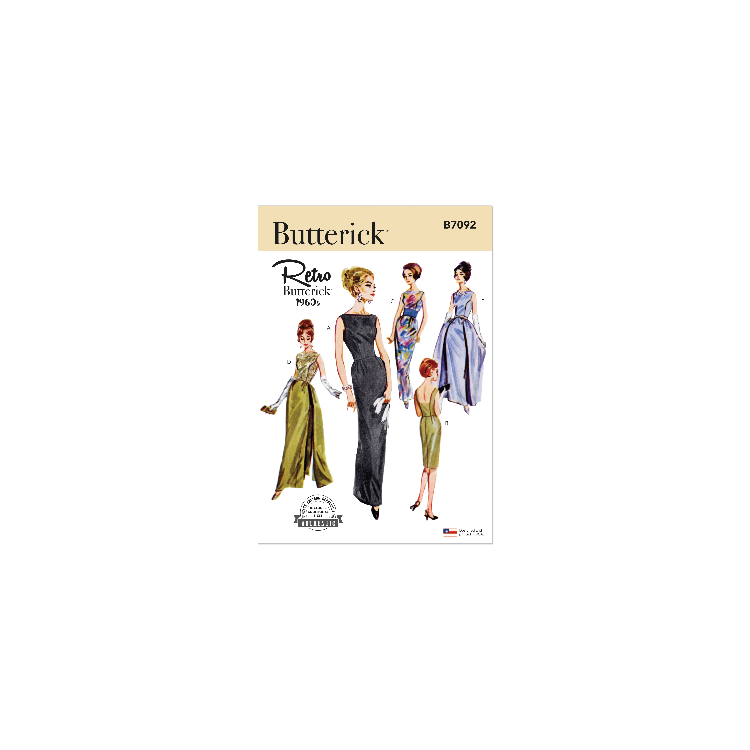 Patron Butterick 7092 - Robe de soirée vintage année 60