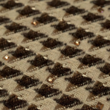 Tissu polyester - Pied de poule et paillettes