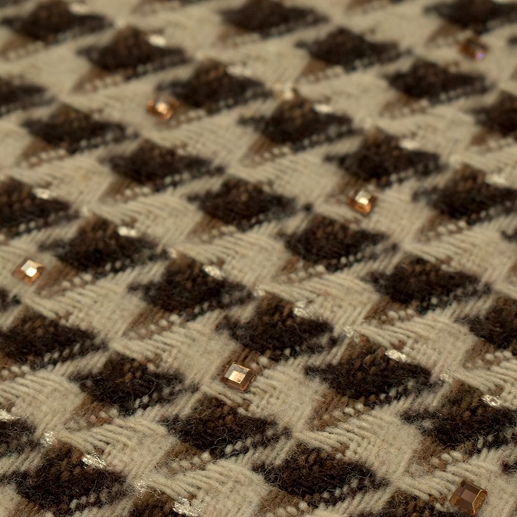 Tissu polyester - Pied de poule et paillettes