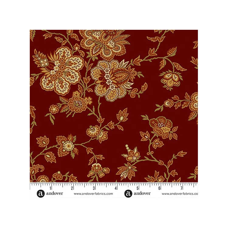Tissu Jo Morton - Trunk treasures - Regency burgundy