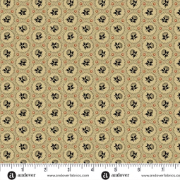 Tissu Jo Morton - Trunk treasures - medaillon rose ebony