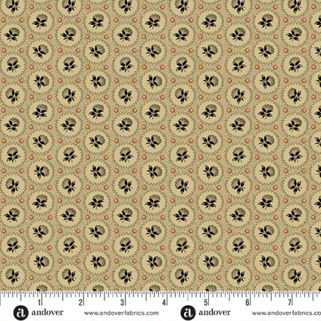 Tissu Jo Morton - Trunk treasures - medaillon rose ebony