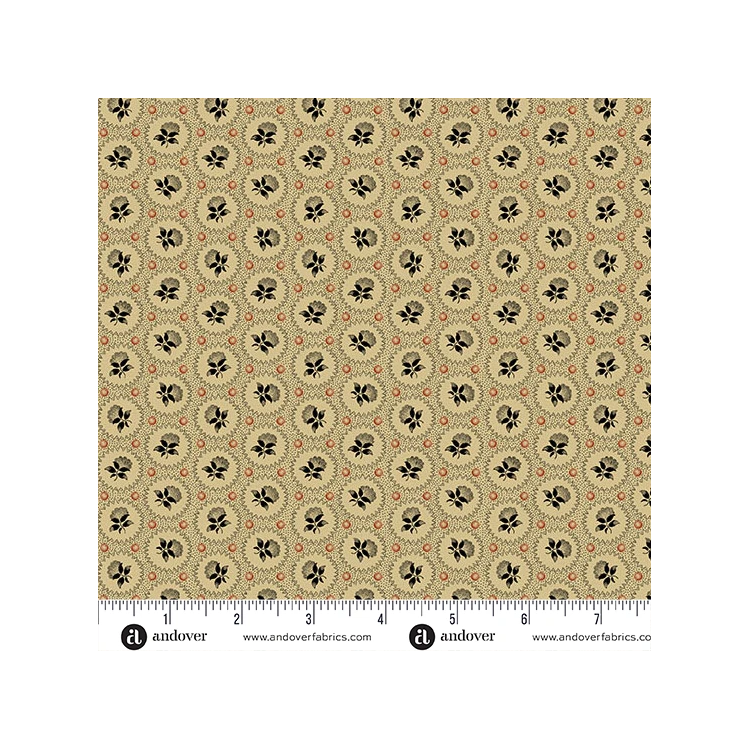 Tissu Jo Morton - Trunk treasures - medaillon rose ebony
