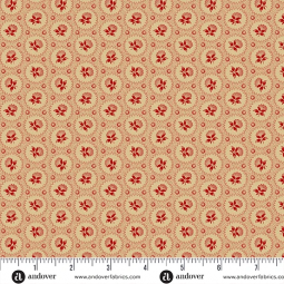 Tissu Jo Morton - Trunk treasures - medaillon rose crimson