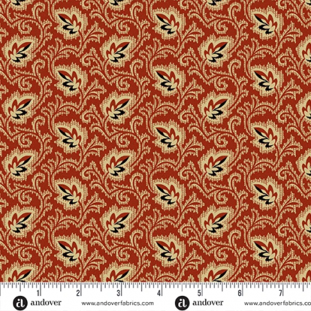 Tissu Jo Morton - Trunk treasures - Autumn leaf scarlet