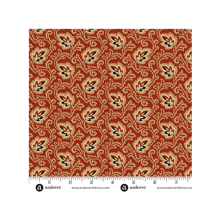 Tissu Jo Morton - Trunk treasures - Autumn leaf scarlet