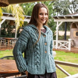 Kit de tricot - Gilet à torsades - Bulky tweed