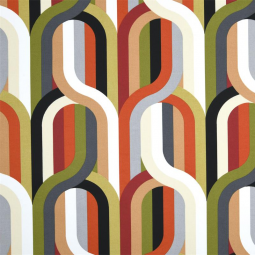 Tissu cretonne - Rétro terracotta