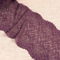 Dentelle élastique 21 cm - Flamme prune