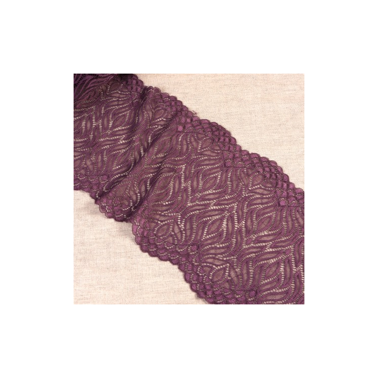 Dentelle élastique 21 cm - Flamme prune