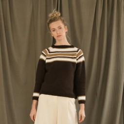 Kit de crochet - Pull top down rayé - Basic merino