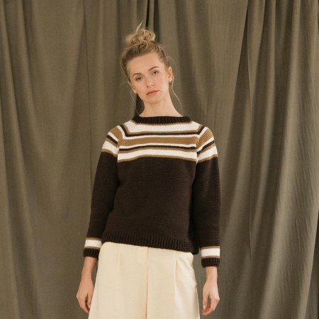 Kit de crochet - Pull top down rayé - Basic merino