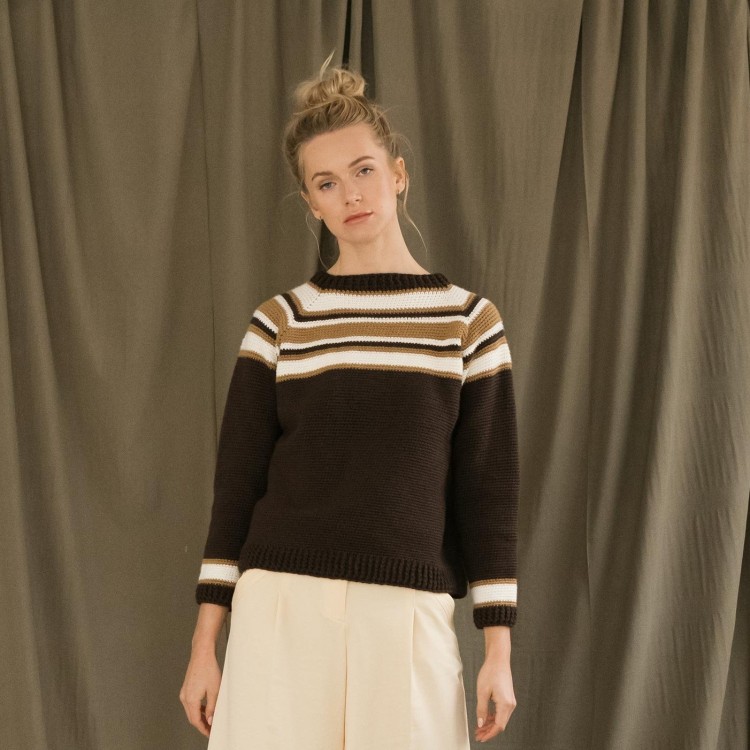 Kit de crochet - Pull top down rayé - Basic merino