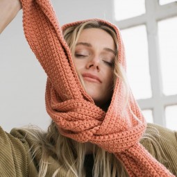 Kit de crochet - Écharpe capuche - Merino aran