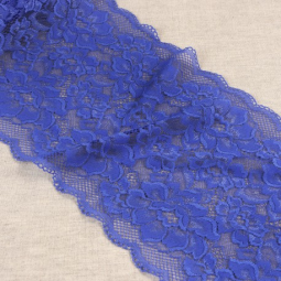 Dentelle élastique lingerie 23 cm - Fleurs bleu roi