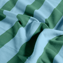 Tissu french terry - Rayures vert bleu