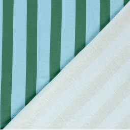 Tissu french terry - Rayures vert bleu