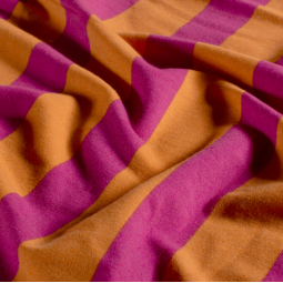 Tissu french terry - Rayures orange rose