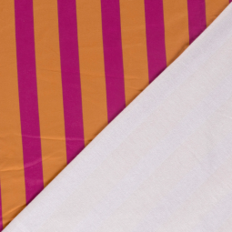 Tissu french terry - Rayures orange rose