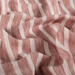 Tissu Polyester - Esprit chambray rayures rouge