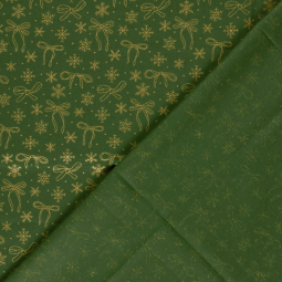 Tissu Popeline de coton - Nœuds et flocons vert