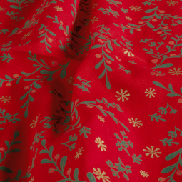 Tissu Popeline de coton - Braches et flocons rouge