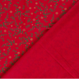 Tissu Popeline de coton - Braches et flocons rouge