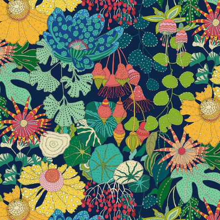 Tissu Sally Kelly - Sunshine - Huckleberry indigo