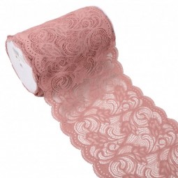 Dentelle élastique lingerie 21 cm - Arabesque rose pâle