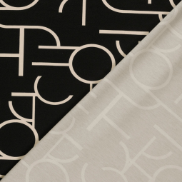 jersey Milano - Lettre beige noir