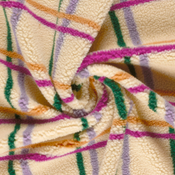 Tissu sherpa - Carreaux beige