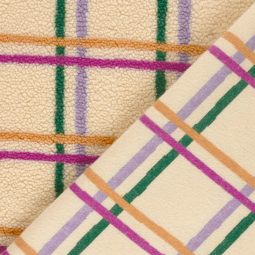 Tissu sherpa - Carreaux beige