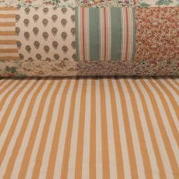 Tissu matelassé double face - Fleurville Camille ocre
