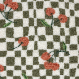 Tissu sherpa - Damier cerise