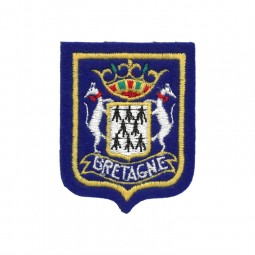 Écusson à coudre - Blason et hermine Bretagne bleu